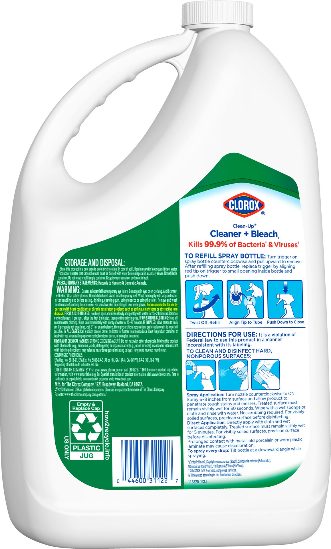 slide 4 of 5, Clorox Clean-Up All Purpose Cleaner with Bleach, Refill Bottle, Original, 128 Ounces, 128 fl oz