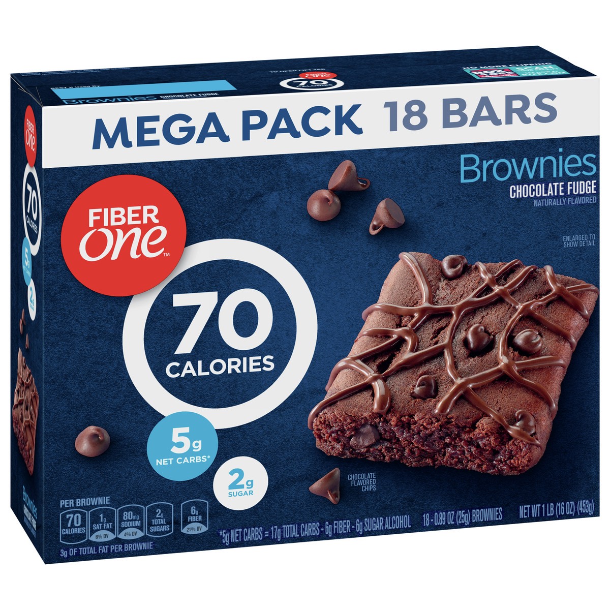 slide 2 of 9, Fiber One 70 Calorie Brownies, Chocolate Fudge Snack Bars, Mega Pack, 18 Ct, 16 oz, 18 ct