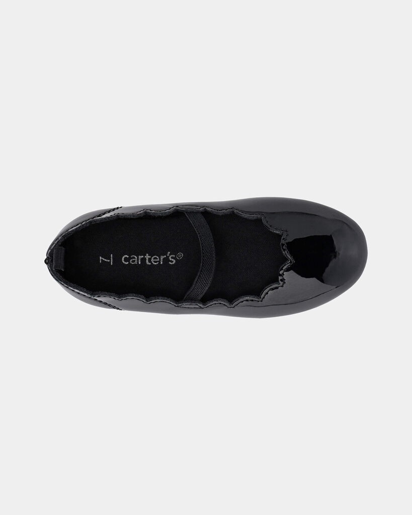 slide 3 of 6, Carter's Carters Toddler Girl Scallop Edge Shiny Dress Shoes - Black Black 5, 1 ct