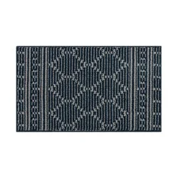 Mohawk Trellis Scatter Rug, 20 in x 32 in, Dark Blue/Light Grey