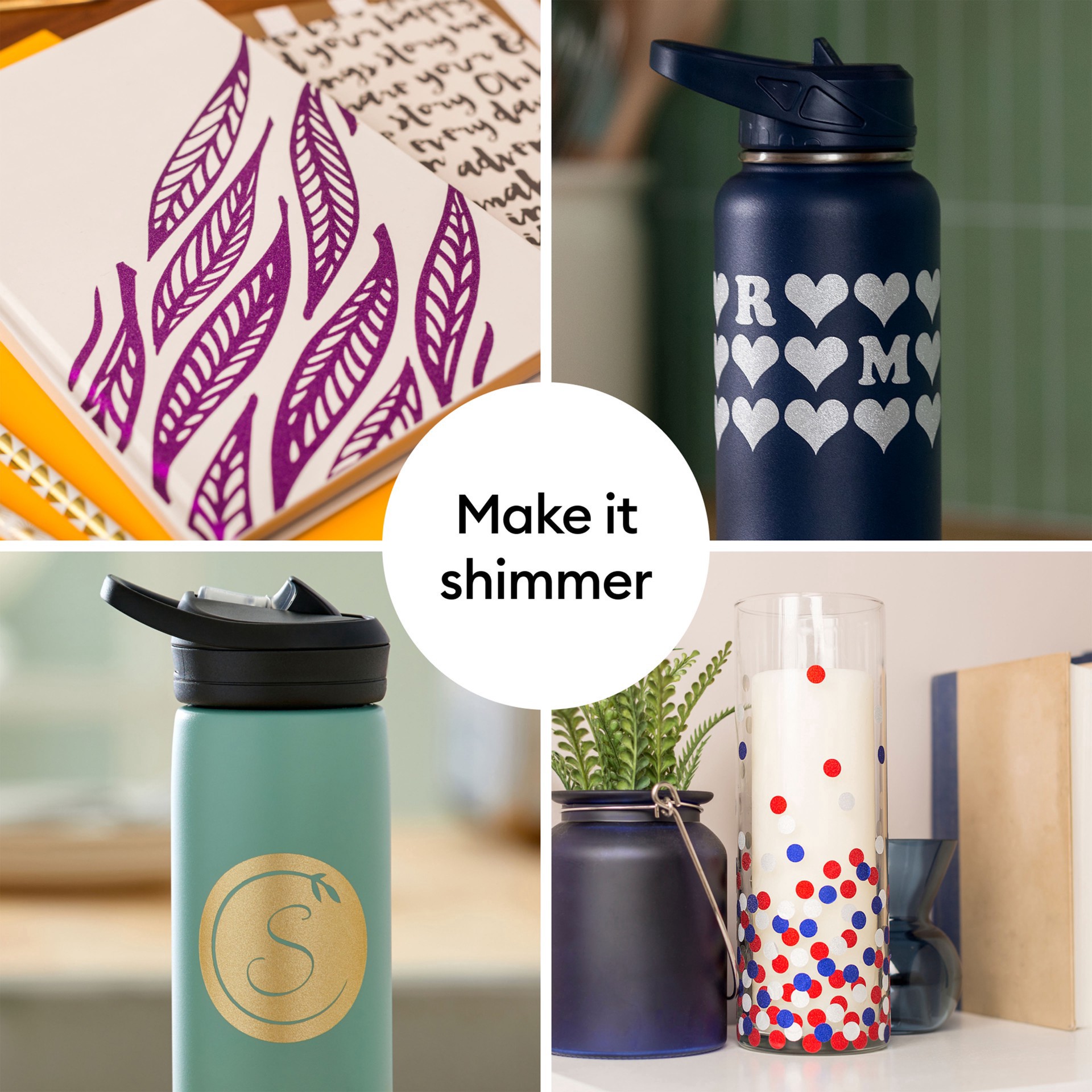 slide 2 of 9, Cricut Smart Vinyl Matless Permanent Rainbow Shimmer Vinyl, 13 in x 36 in