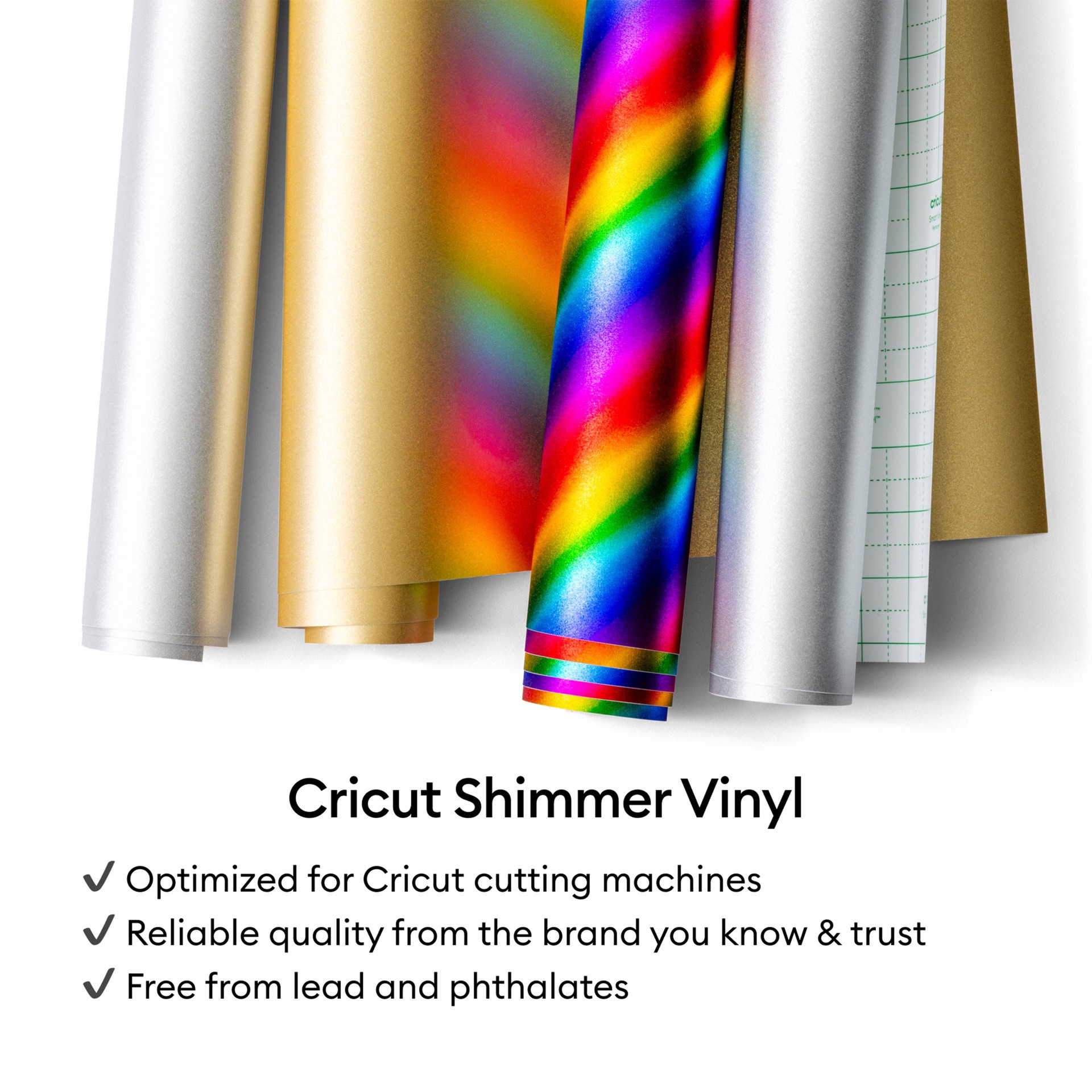 slide 6 of 9, Cricut Smart Vinyl Matless Permanent Rainbow Shimmer Vinyl, 13 in x 36 in