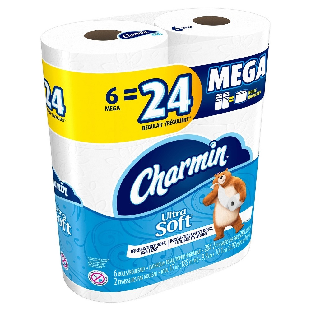 slide 2 of 4, Charmin Mega Roll Ultra Soft 2-Ply Unscented Bathroom Tissue 6 ea, 6 ct