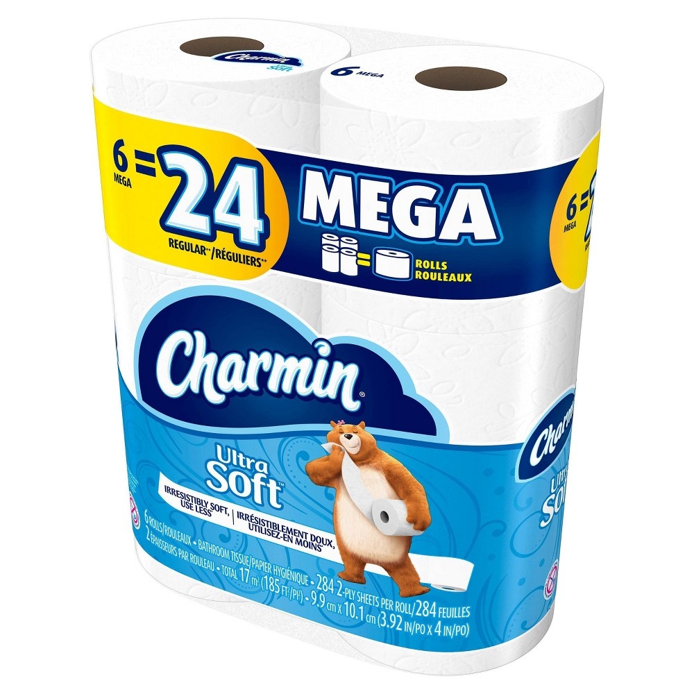 slide 4 of 4, Charmin Mega Roll Ultra Soft 2-Ply Unscented Bathroom Tissue 6 ea, 6 ct