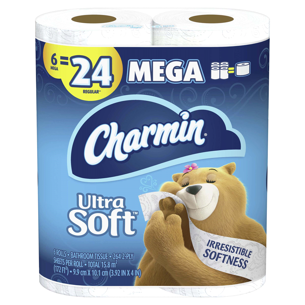 slide 1 of 4, Charmin Mega Roll Ultra Soft 2-Ply Unscented Bathroom Tissue 6 ea, 6 ct