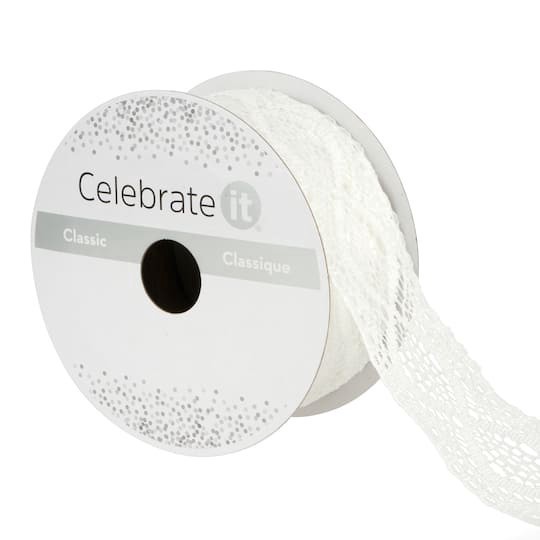 slide 1 of 3, 1.5" X 4yd. Lace Ribbon By Celebrate It Classic, 1.5 in x 4 yd