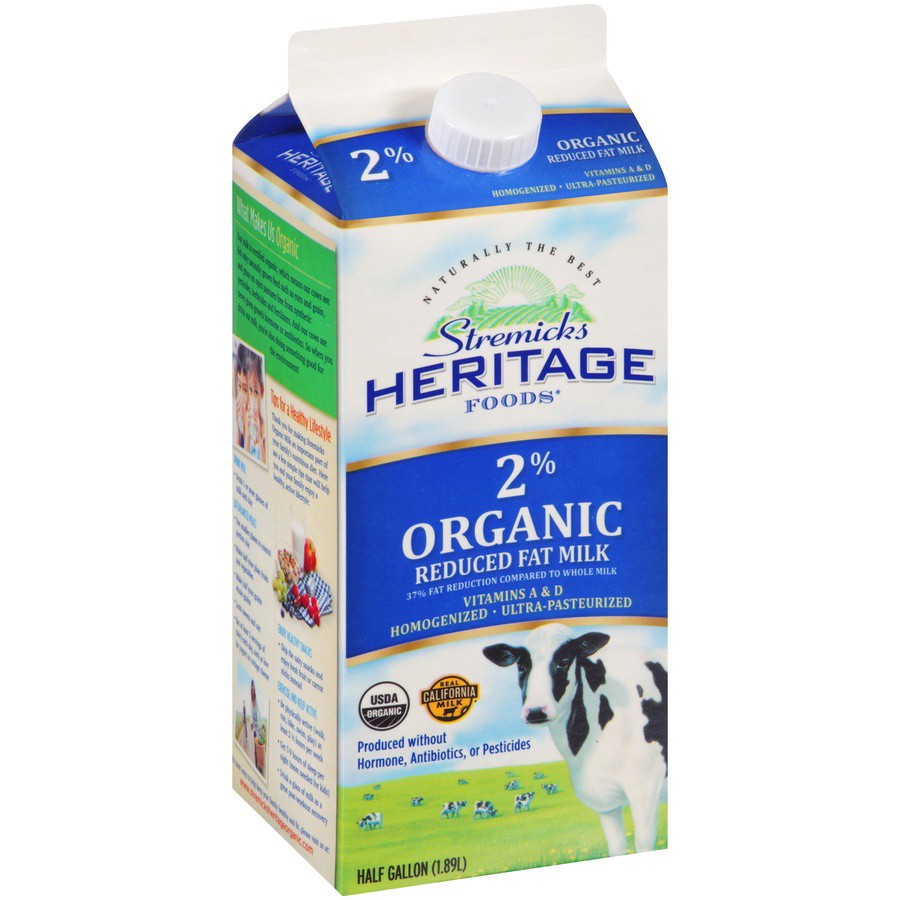 slide 3 of 3, Stremicks Heritage Foods 2% Organic Reduced Fat Milk, 1.89 liter