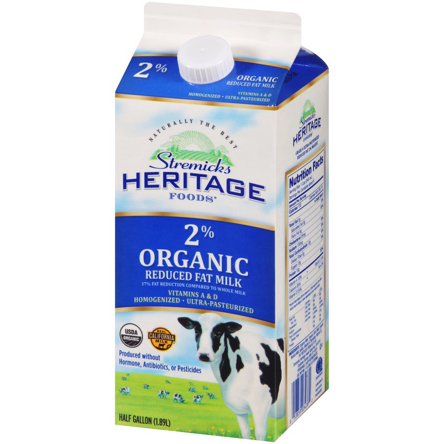 slide 2 of 3, Stremicks Heritage Foods 2% Organic Reduced Fat Milk, 1.89 liter