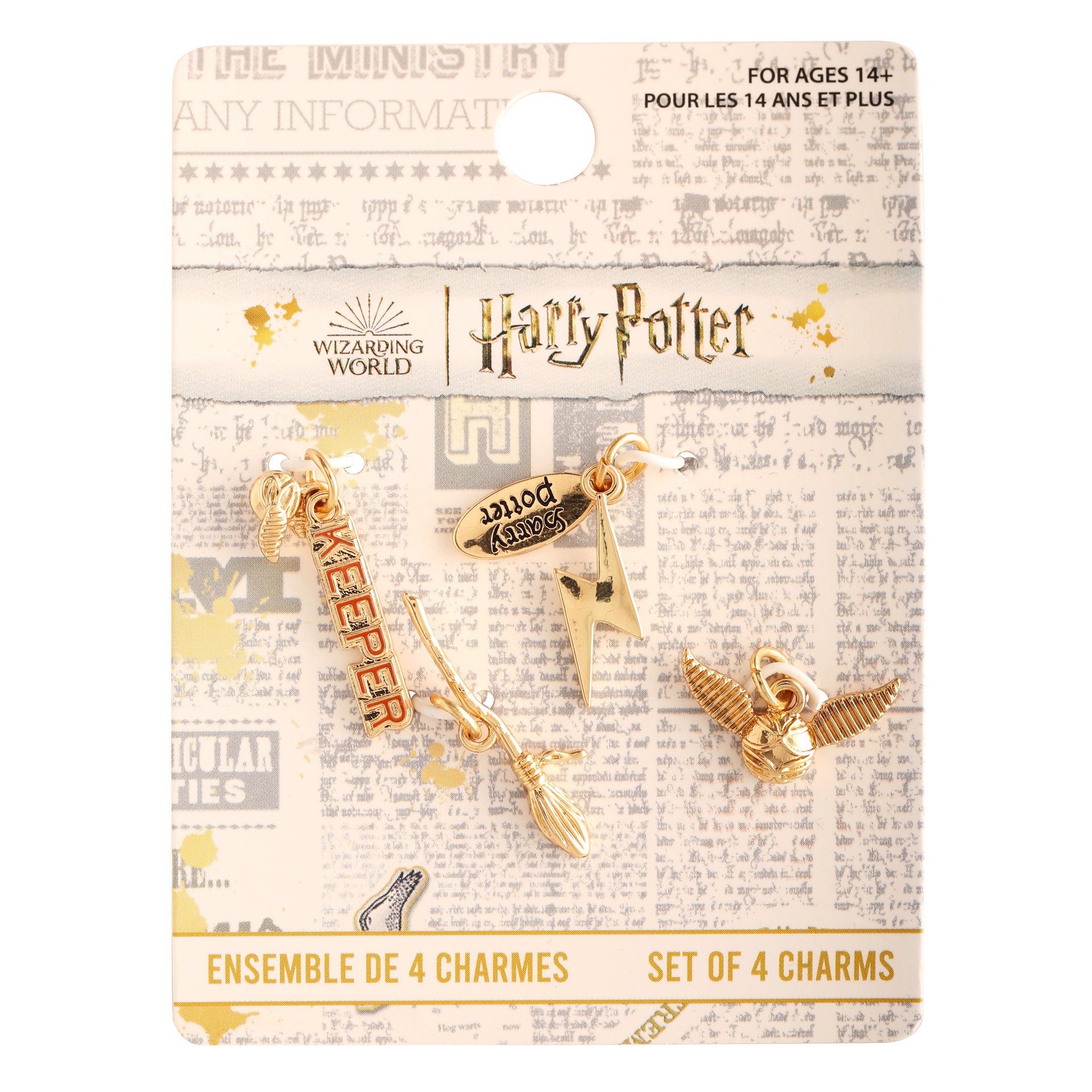 slide 3 of 3, Harry Potter Gold Quidditch Charm Set, 1.05 in x 0.18 in x 0.06 in