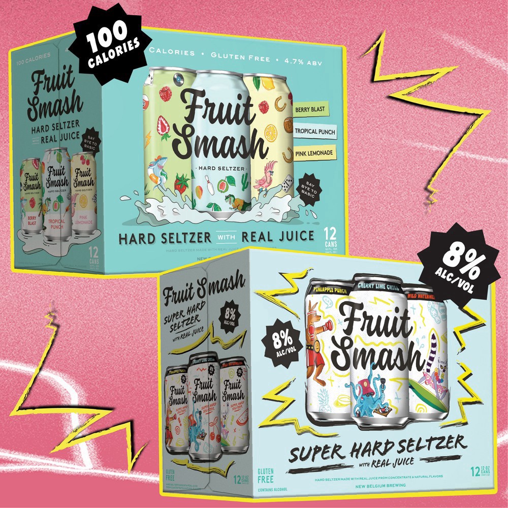 slide 4 of 8, New Belgium Fruit Smash Super Hard Seltzer, 1 ct