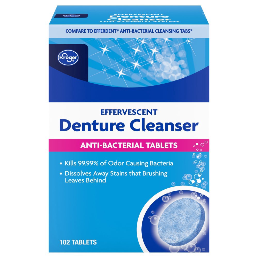 slide 1 of 1, Kroger® Effervescent Denture Cleanser Tablets, 102 ct