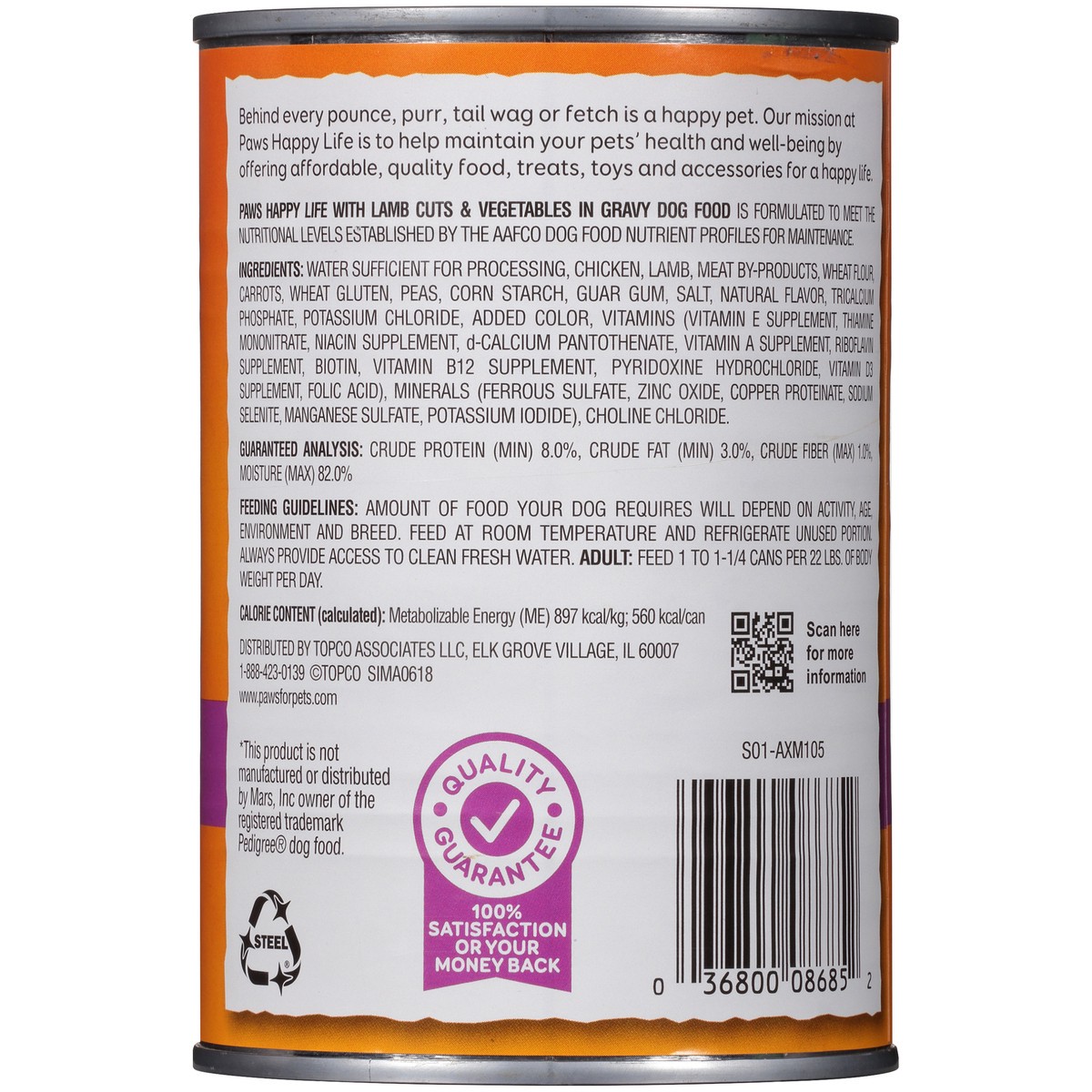 slide 4 of 12, Paws Happy Life Lamb Cuts & Vegetables In Gravy Dog Food, 22 oz