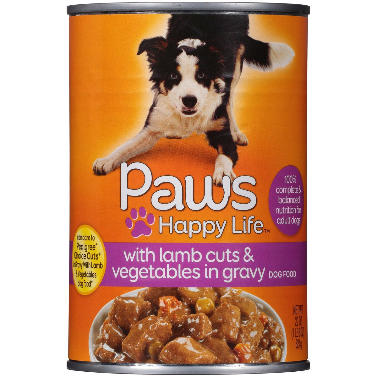 slide 5 of 12, Paws Happy Life Lamb Cuts & Vegetables In Gravy Dog Food, 22 oz