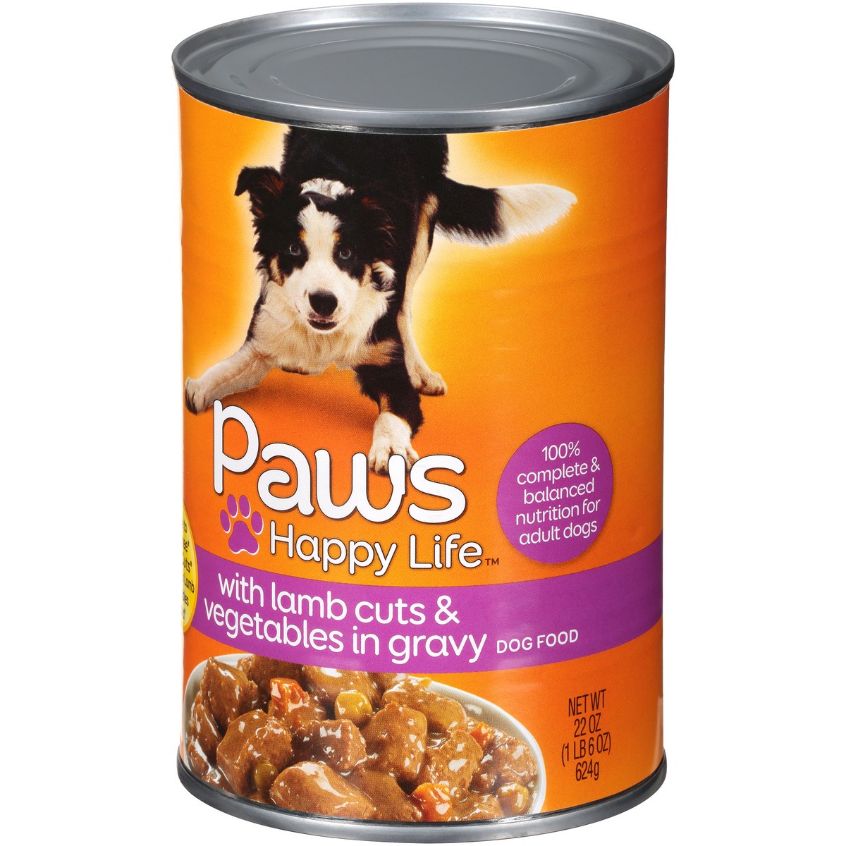 slide 10 of 12, Paws Happy Life Lamb Cuts & Vegetables In Gravy Dog Food, 22 oz