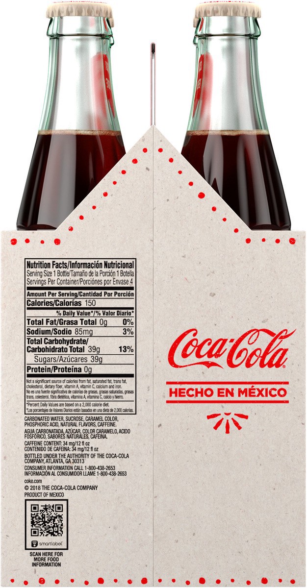 slide 4 of 8, Coca-Cola Mexican Coke Soda Soft Drink, Cane Sugar, 355 mL, 4 Pack, 4 ct; 355 ml