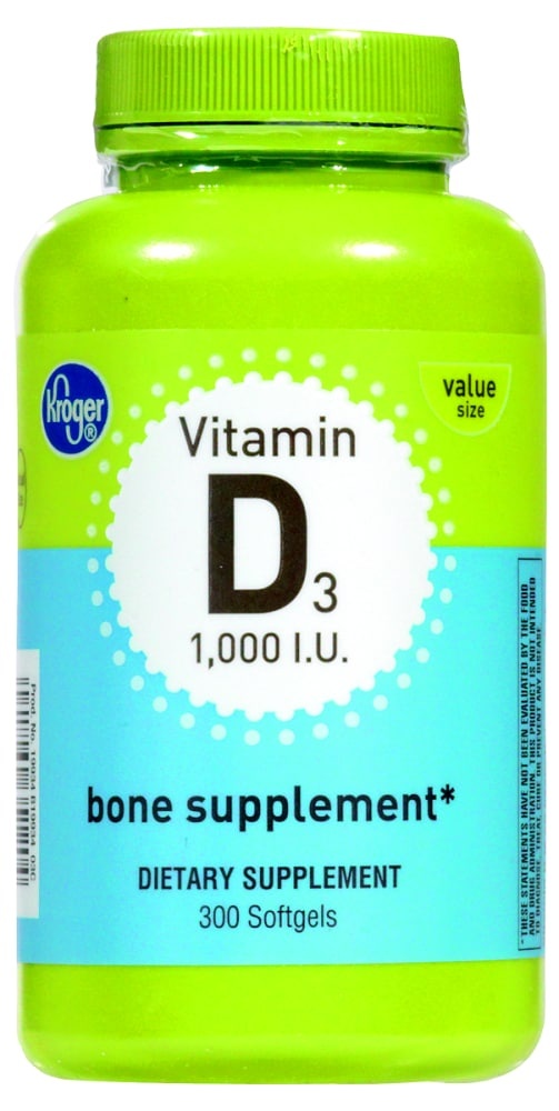slide 1 of 1, Kroger Vitamin D3 1000 Iu Bone Supplement Softgels, 300 ct