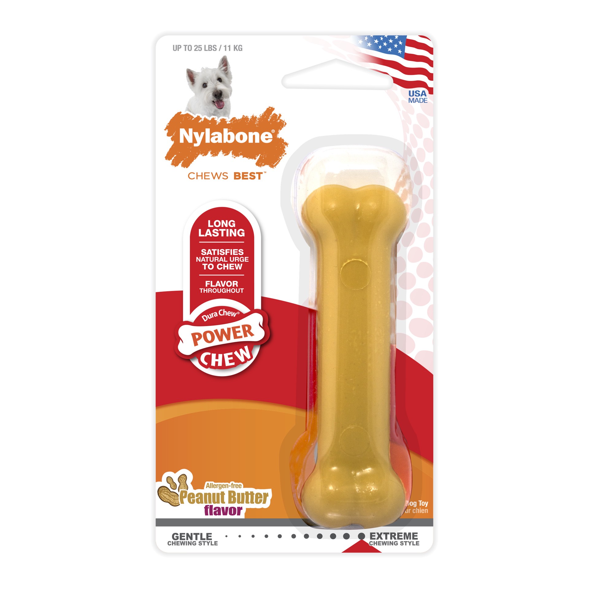 slide 1 of 12, Nylabone Power Chew Dog Toy Peanut Butter Small/Regular - Up to 25 Ibs.(1 Count), 1 ct