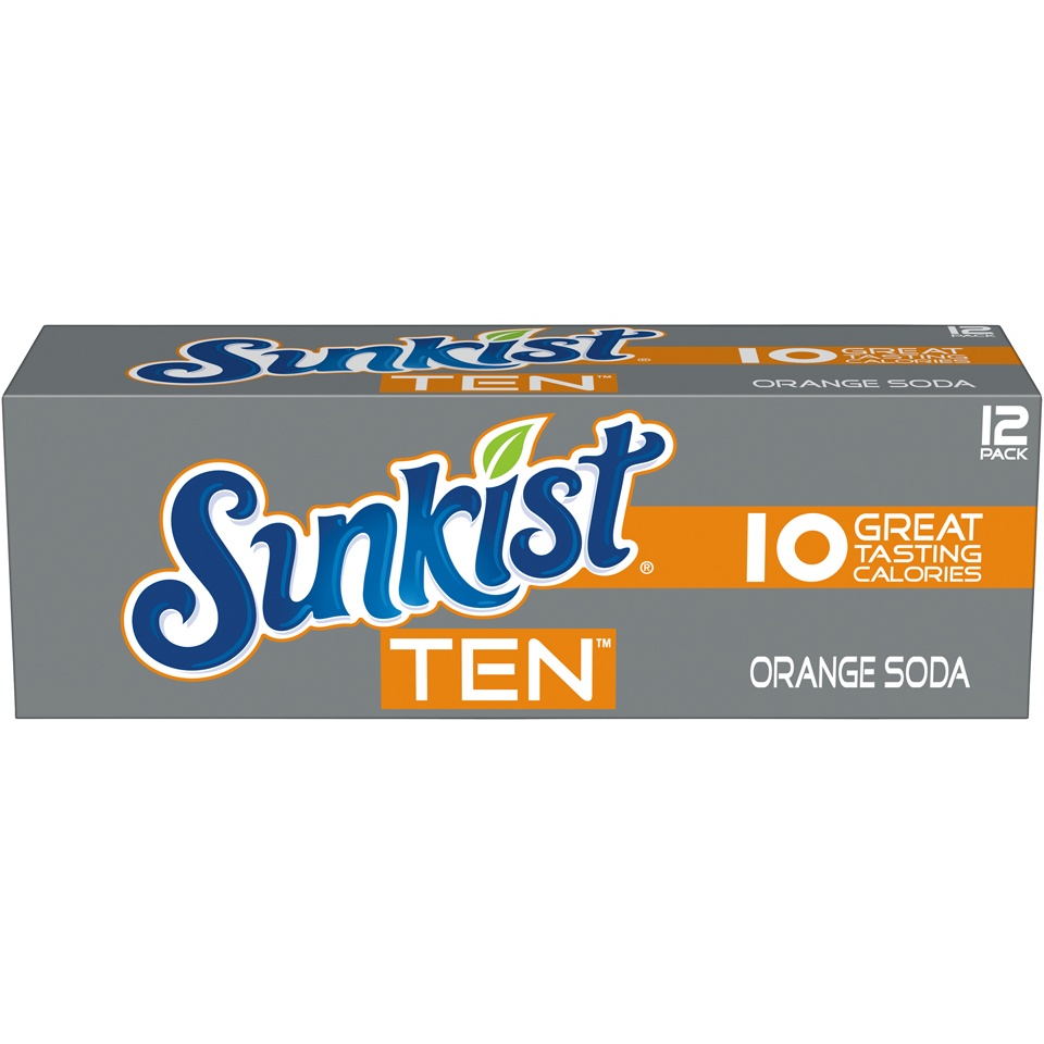 slide 1 of 3, Sunkist TEN Orange Soda, 12 ct; 12 fl oz