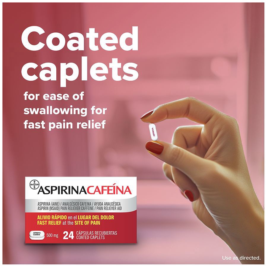 slide 4 of 5, Bayer Aspirin Plus Caffeine Pain Medicine for Adults, 24 ct