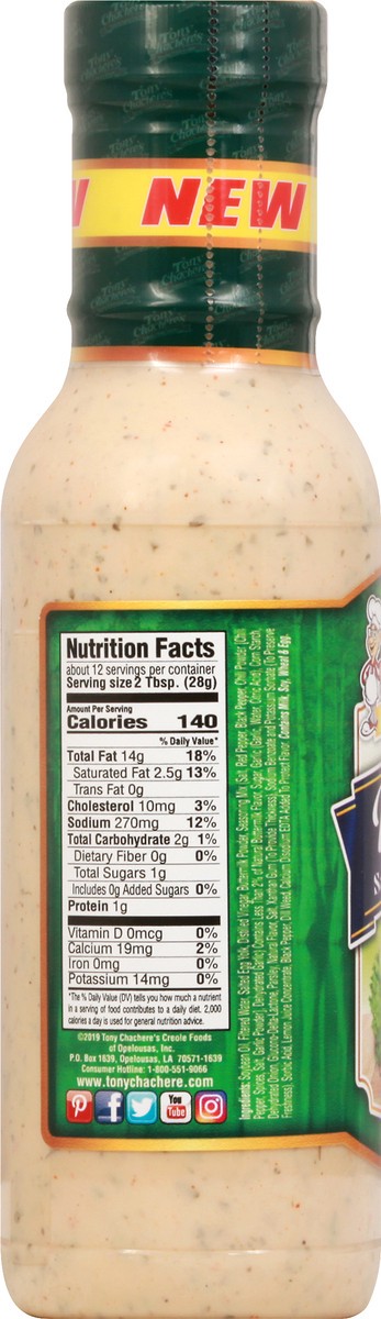 slide 6 of 11, Tony Chachere's Ranch Salad Dressing, 12 oz