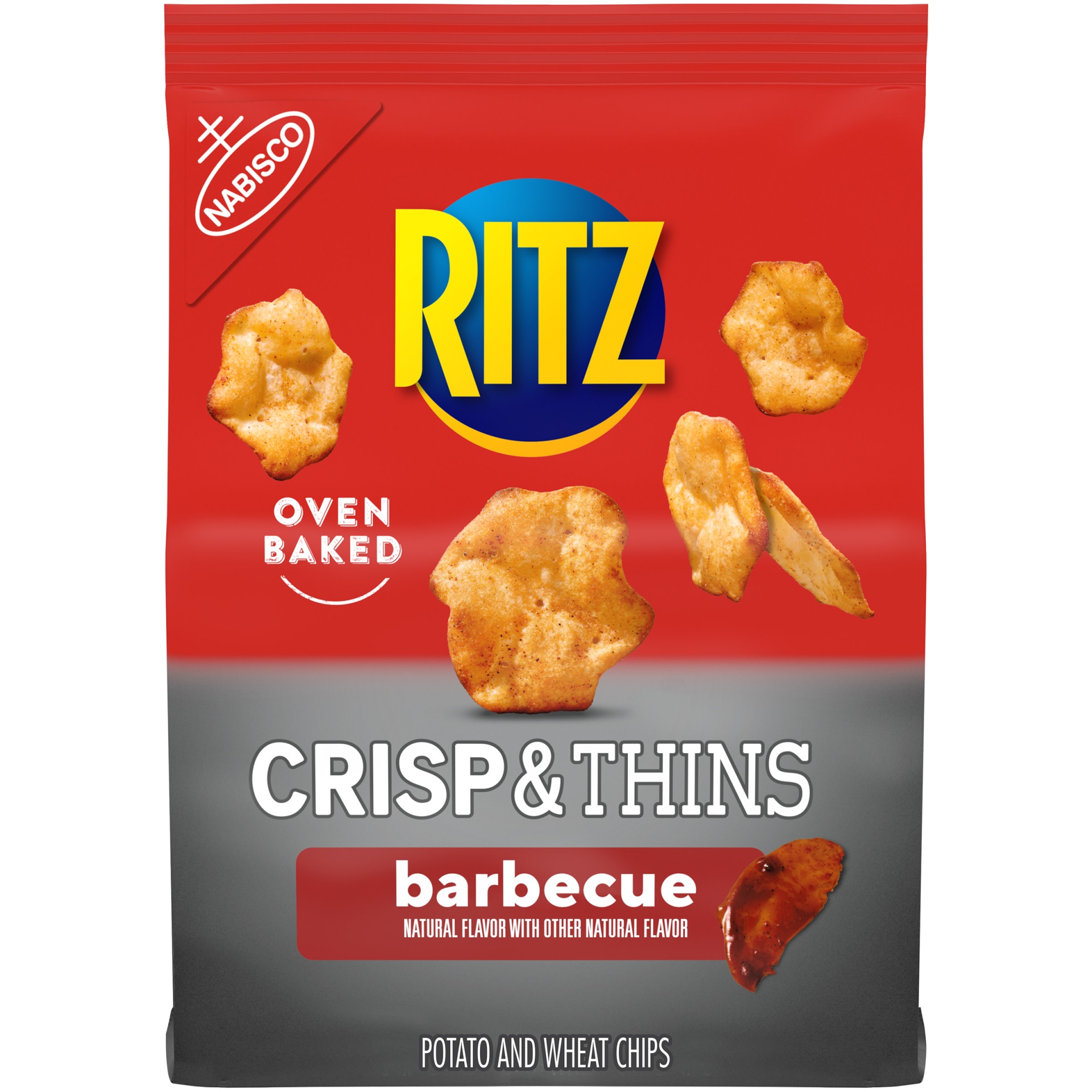 slide 1 of 2, RITZ Crisp and Thins Barbecue Chips, 7.1 oz