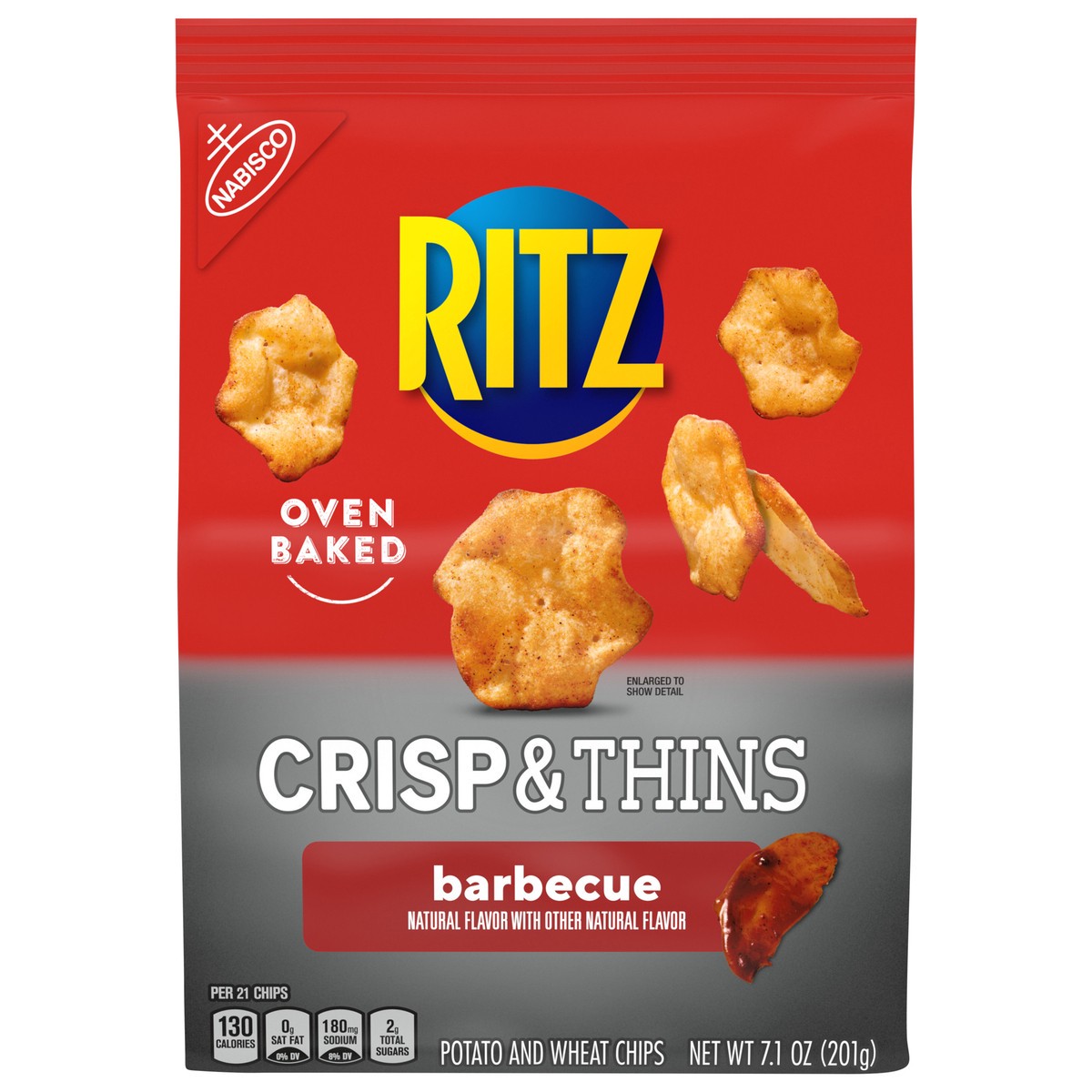 slide 1 of 9, RITZ Crisp and Thins Barbecue Chips, 7.1 oz, 7.1 oz