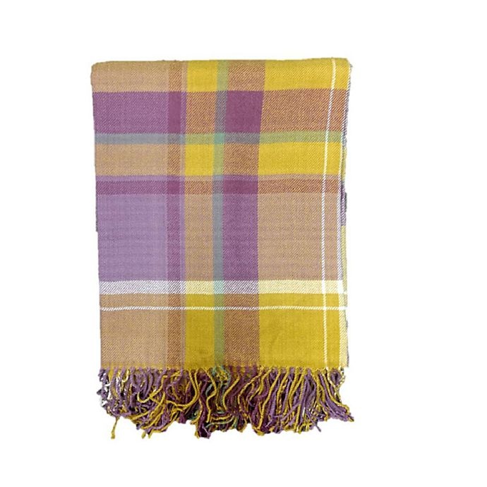 slide 1 of 2, Bee & Willow Home Bee & Willow Plaid Fringe Woven Outdoor Throw Blanket, 1 ct