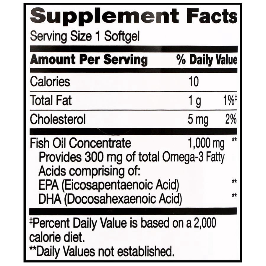 slide 5 of 5, Walgreens Fish Oil 1000 mg with 300 mg Omega-3 Softgels, 200 ct