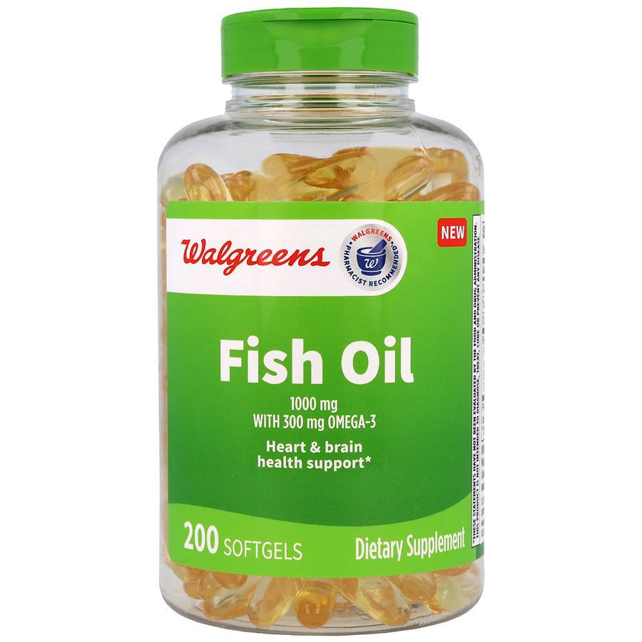 slide 1 of 5, Walgreens Fish Oil 1000 mg with 300 mg Omega-3 Softgels, 200 ct