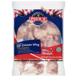 Pick 5 Uncooked IQF Chicken Wing Portions 32 oz