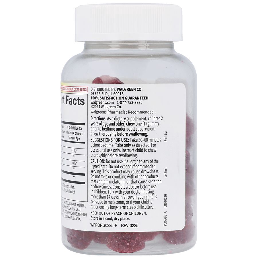 slide 2 of 5, Walgreens Free & Pure Kids Zero Sugar Melatonin 1 mg Gummies Blackberry & Raspberry, 60 ct