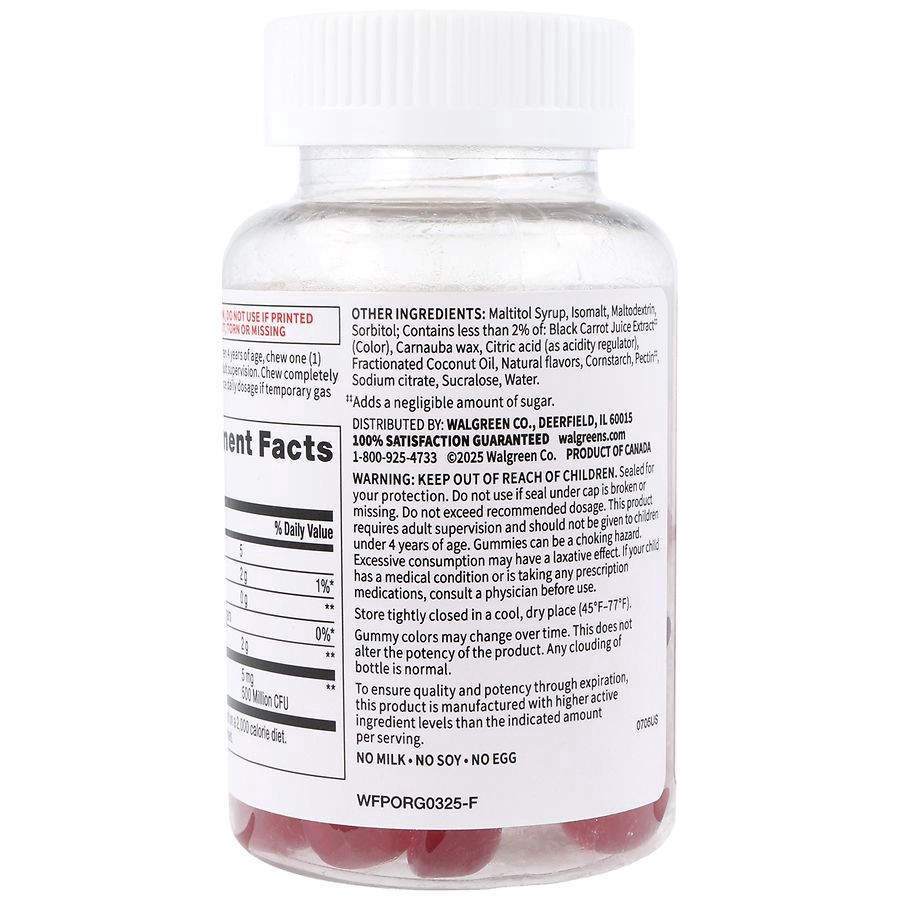 slide 5 of 5, Walgreens Free & Pure Kids Probiotic Gummies Raspberry, 30 ct