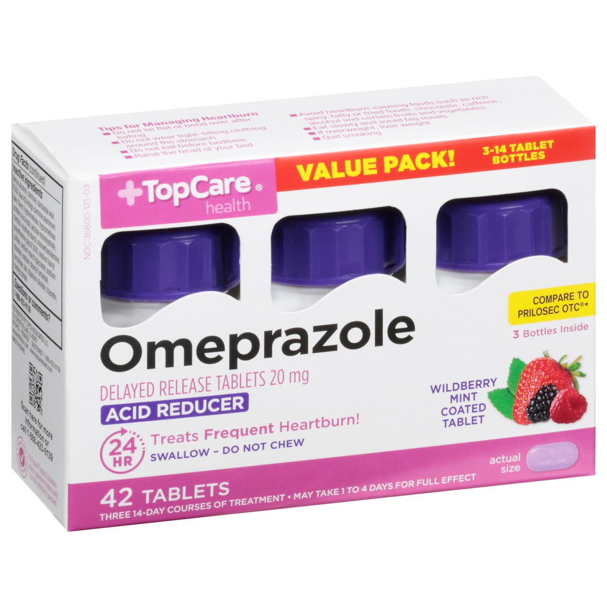 slide 2 of 9, TopCare Acid Relief Omeprazole, Delay Release Tablets-Topcare, 42 ct