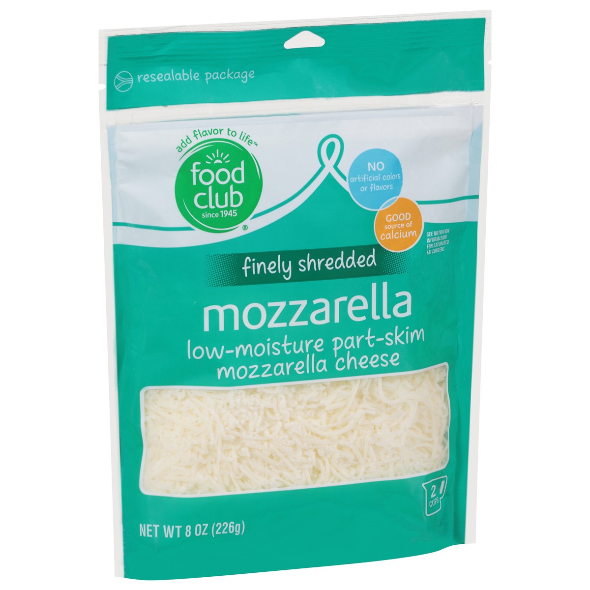 slide 6 of 9, Food Club Part-Skim Low-Moisture Mozzarella Finely Shredded Cheese 8 oz, 8 oz