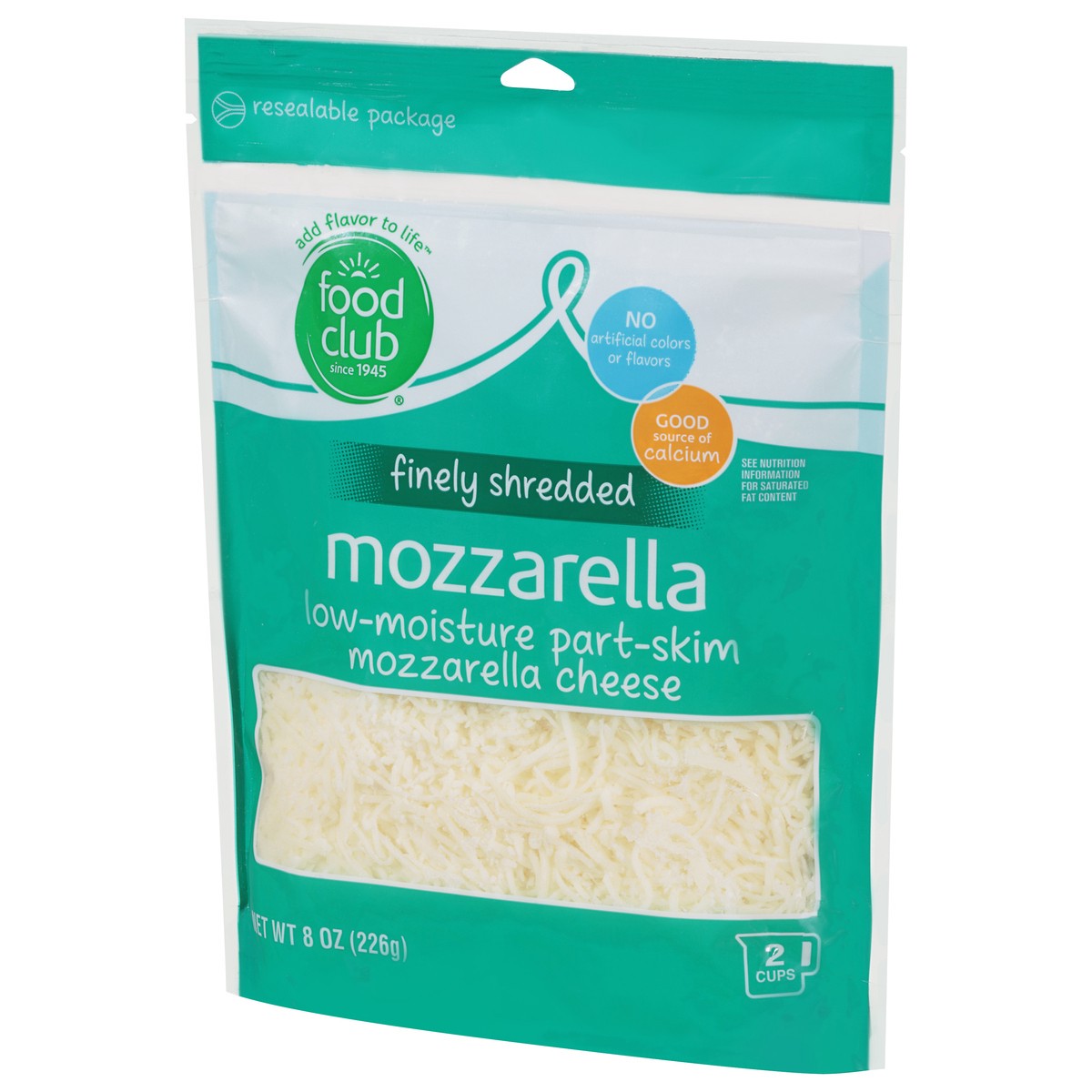 slide 4 of 9, Food Club Part-Skim Low-Moisture Mozzarella Finely Shredded Cheese 8 oz, 8 oz
