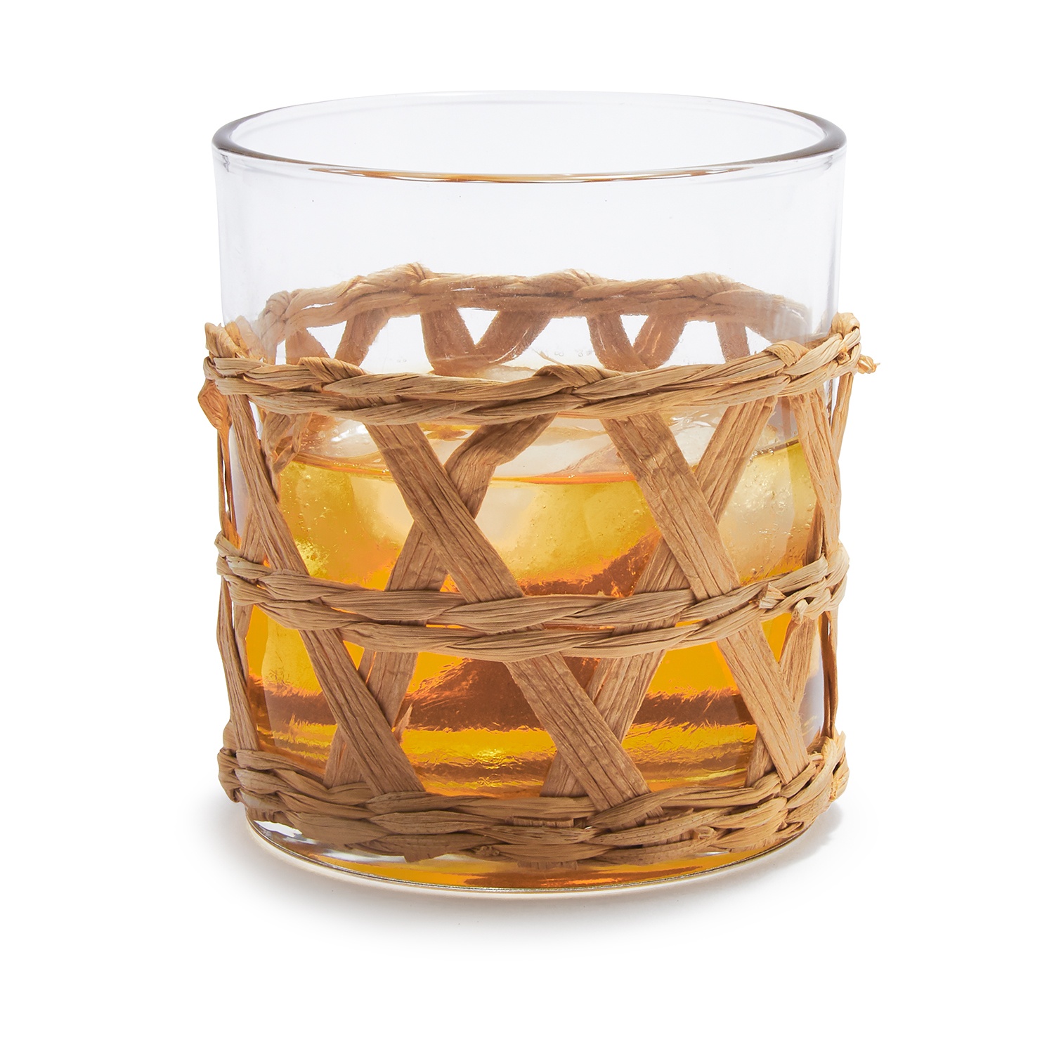 slide 1 of 1, Sur La Table Wicker-Wrapped Double Old-Fashioned Glasses, 1 ct