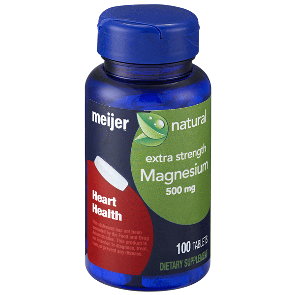 slide 1 of 1, Meijer Natural Extra Strength Magnesium 500mg Tablets, 100 ct