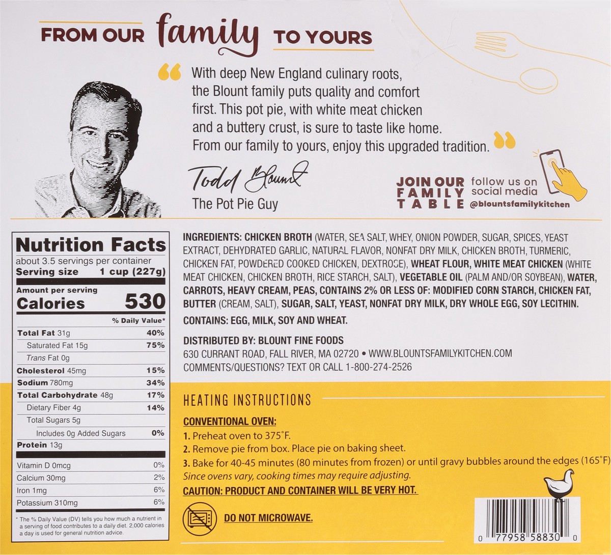 slide 12 of 13, Blount's Family Kitchen Fully Baked Chicken Pot Pie 30 oz, 30 oz