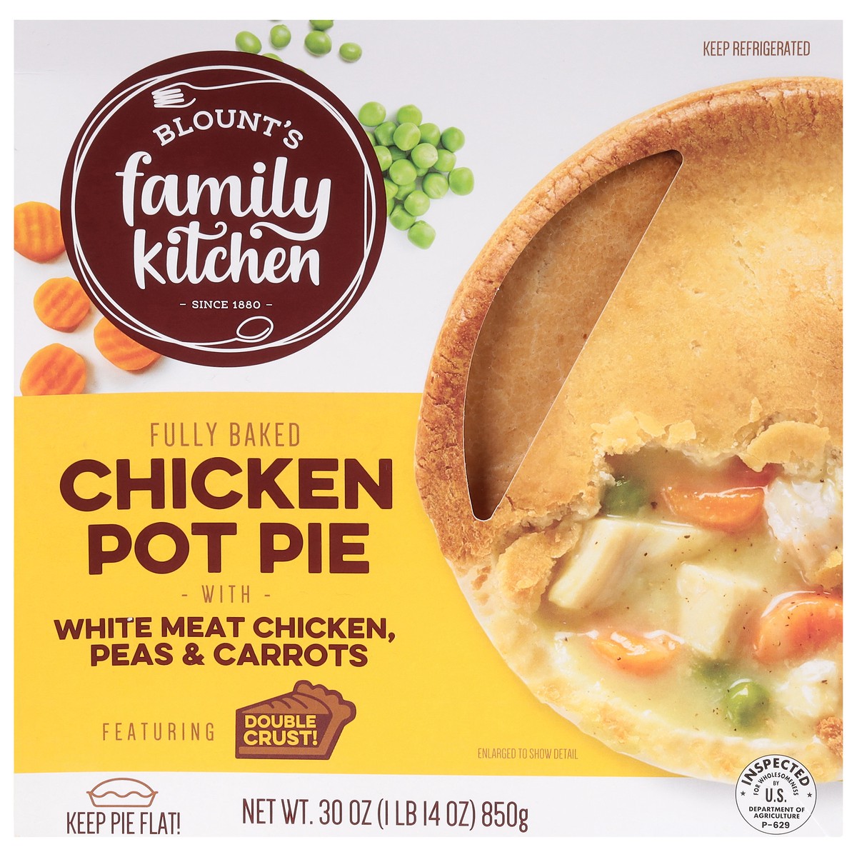 slide 10 of 13, Blount's Family Kitchen Fully Baked Chicken Pot Pie 30 oz, 30 oz