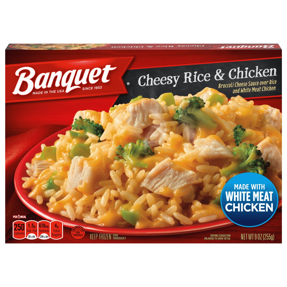 slide 1 of 1, Banquet Cheesy Rice & Chicken 9 oz, 9 oz