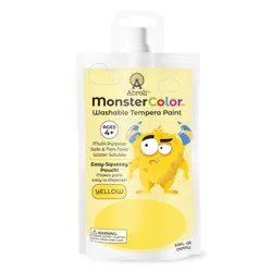 Abroli Monster Color 5 oz Yellow Washable Tempera Paint Pouch