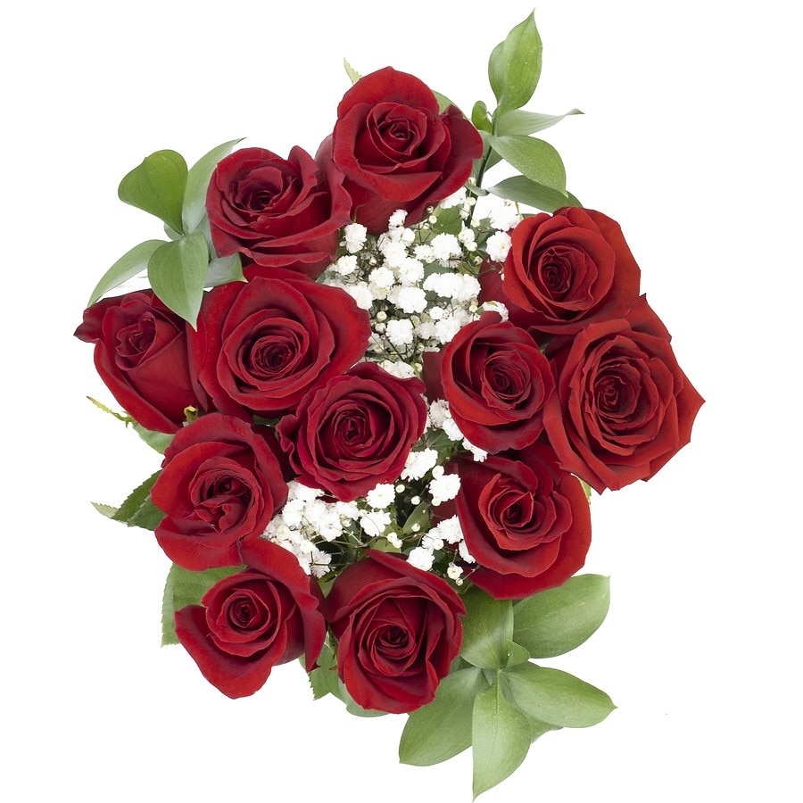 slide 1 of 1, Falcon Farms Valentine's Fresh Flowers Dozen Rose Bouquet 50cm, 1 ct