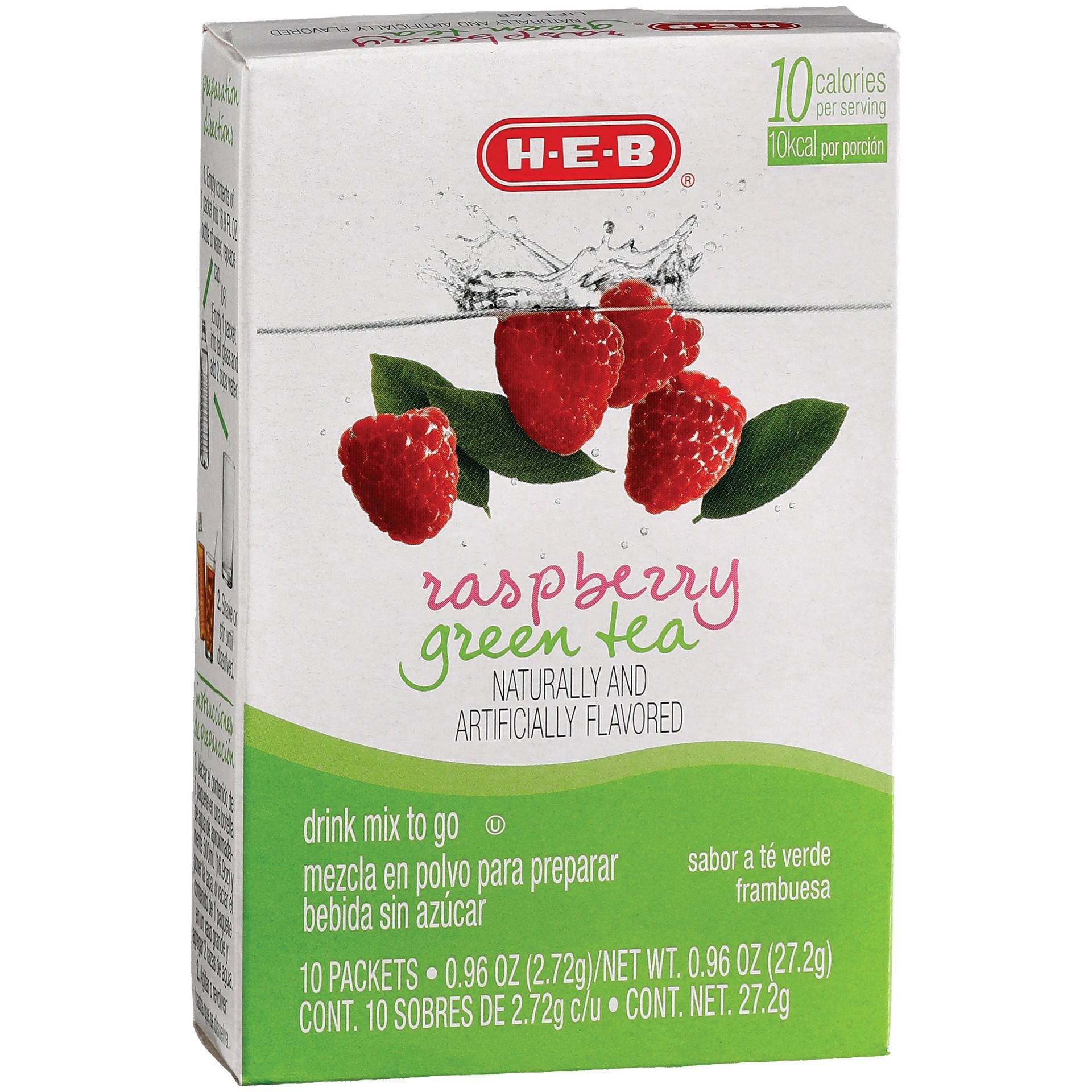 slide 1 of 1, H-E-B Drink Mix to Go Packets - Raspberry Green Tea, 10 ct