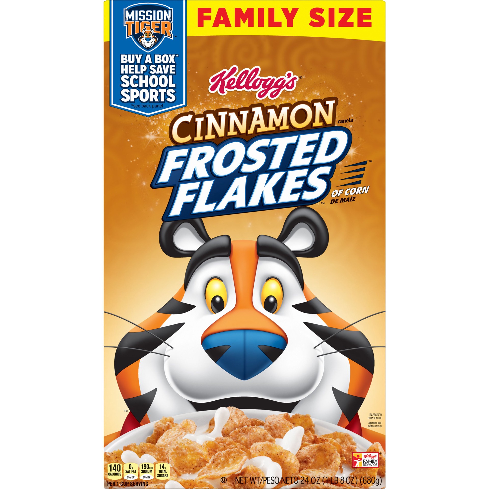 slide 4 of 5, Frosted Flakes Kellogg's Frosted Flakes Cold Breakfast Cereal, Cinnamon, 24 oz, 24 oz