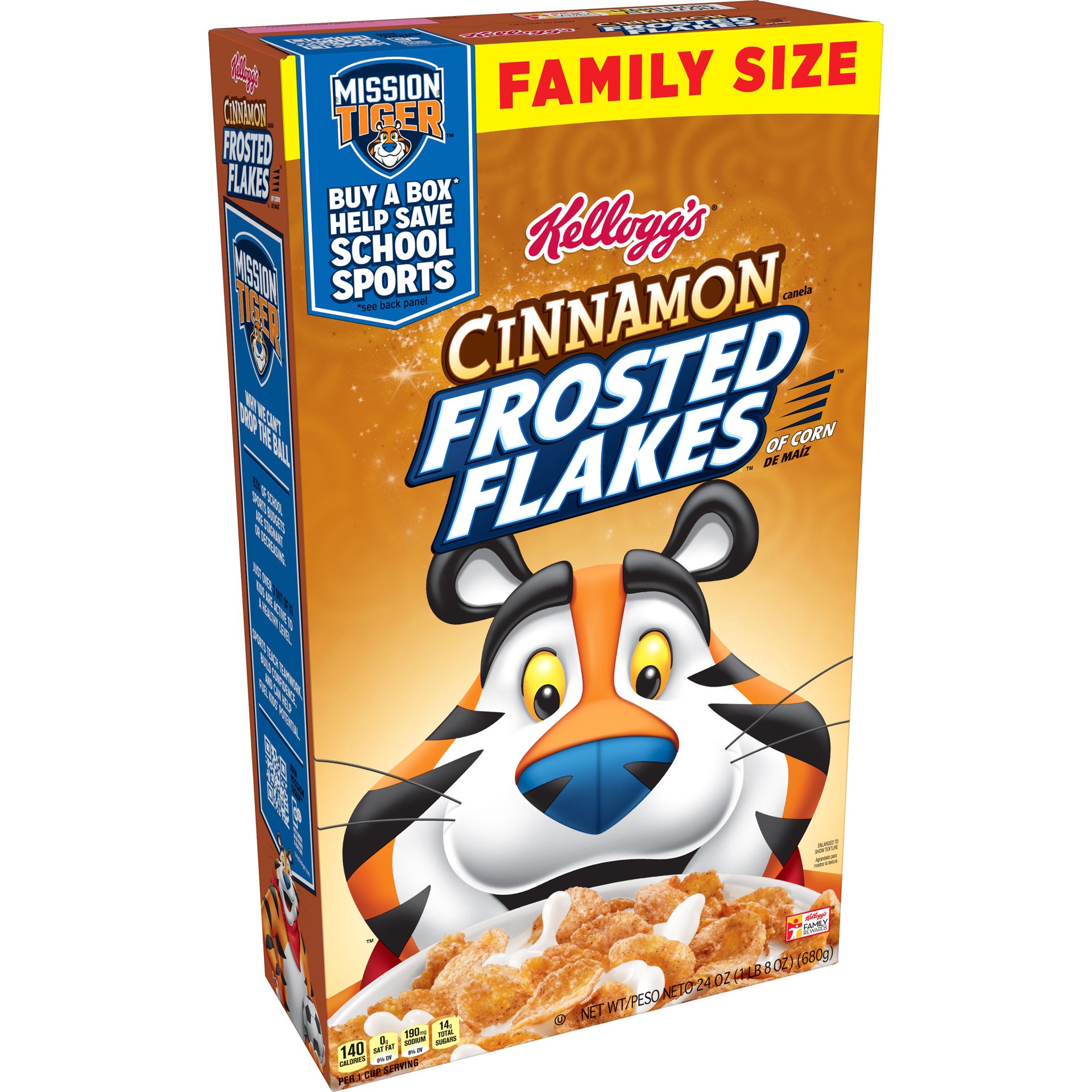 slide 1 of 5, Frosted Flakes Kellogg's Frosted Flakes Cold Breakfast Cereal, Cinnamon, 24 oz, 24 oz