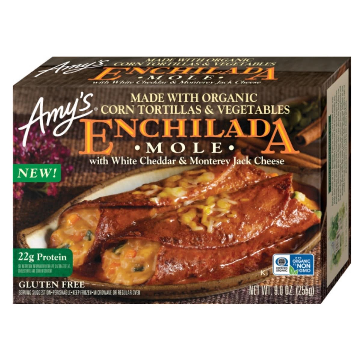 slide 1 of 9, Amy's Kitchen Mole Cheese Enchilada, 9 oz