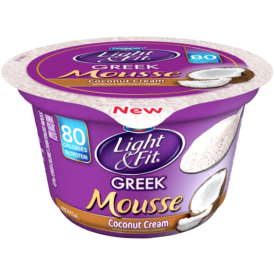 slide 1 of 2, Dannon Light & Fit Coconut Cream Greek Mousse Yogurt, 4 oz