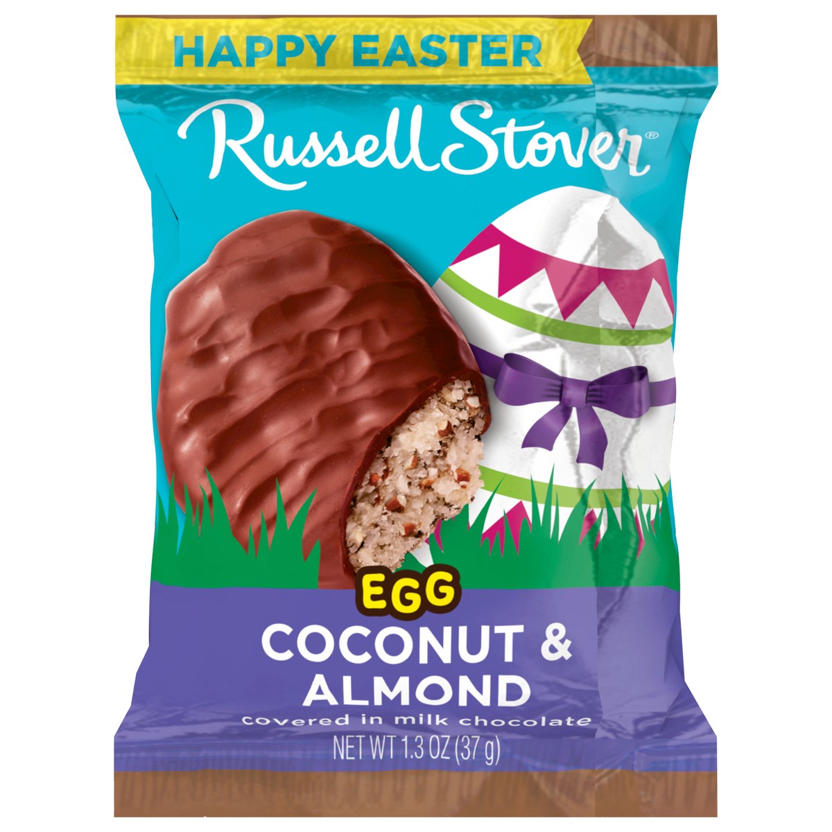 slide 8 of 12, RUSSELL STOVER Easter Coconut & Almond Milk Chocolate Easter Egg, 1.3 oz., 1.3 oz