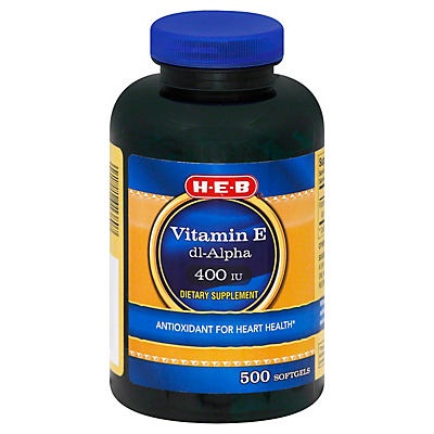 slide 1 of 1, H-E-B Vitamin E 400 iu Softgels, 500 ct