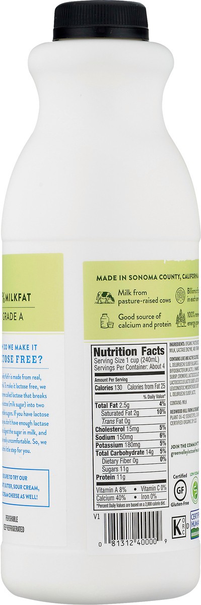 slide 10 of 10, Green Valley Organics Lactose Free Lowfat Organic Plain Kefir 32 fl oz, 32 fl oz